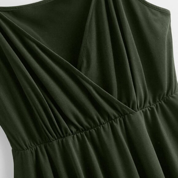 Shein Curve Unity Plus Surplice Front Dip Hem Cami Top Size 4XL 20 Dark Green - Picture 3 of 3